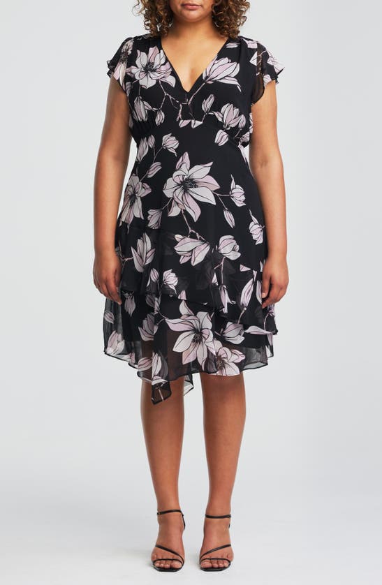 Shop Estelle Azalea Floral Flutter Sleeve Dress In Print