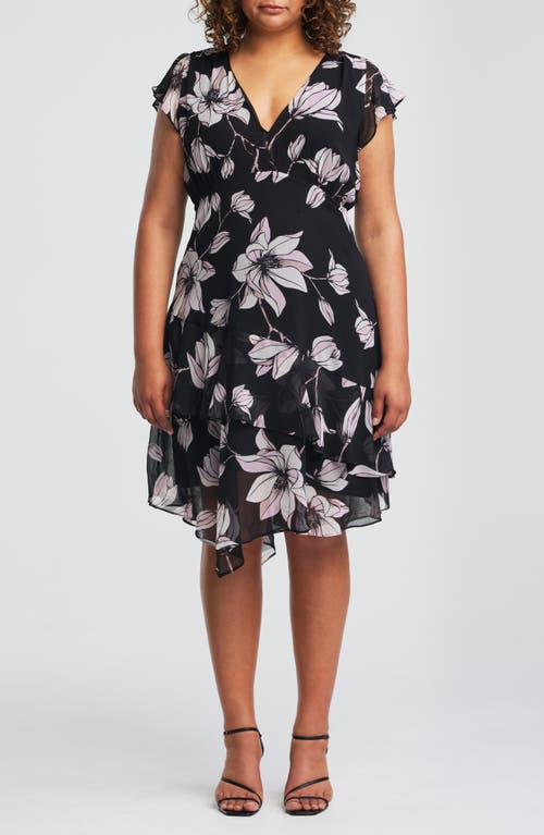 Estelle Azalea Floral Flutter Sleeve Dress Print at Nordstrom,