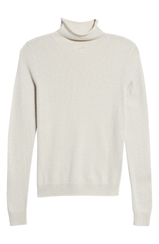 Open Edit Sparkle Turtleneck Sweater In Grey Moonbeam- Silver