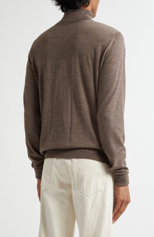 Shop John Smedley Richard Turtleneck Merino Wool Sweater In Mushroom