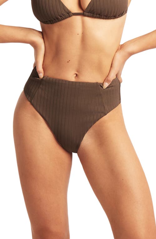 Sea Level Vesper Retro High Waist Bikini Bottoms in Mocha at Nordstrom, Size 4 Us