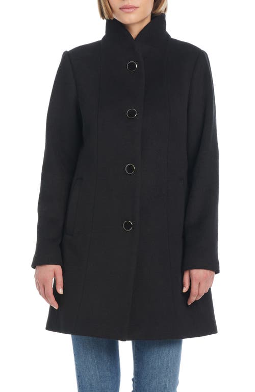 Shop Kate Spade New York High Neck Wool Blend Coat In Black