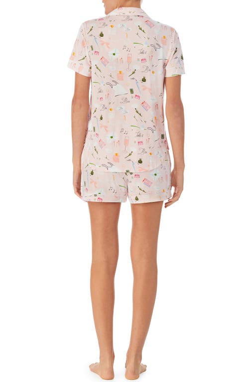 Kate Spade New York Bridal Notch Collar Shorty Pajamas In Pink/grd