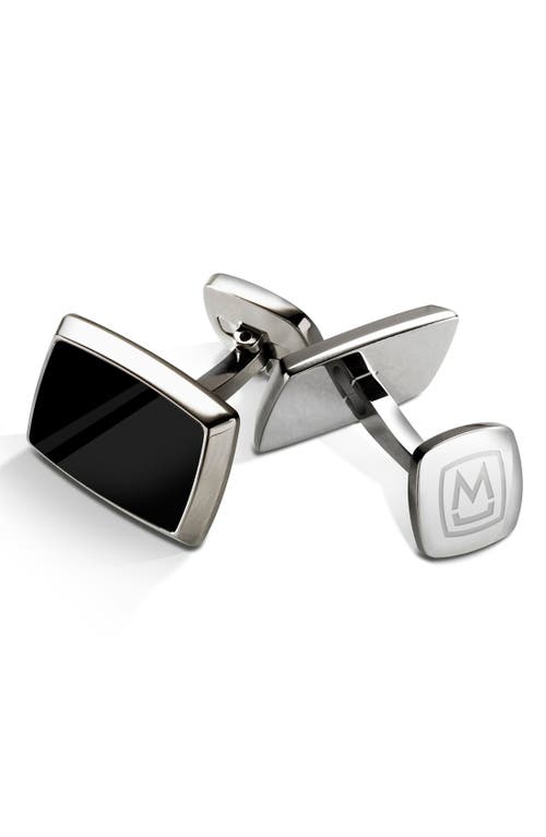 M Clip M-clip® Enamel Cuff Links In Stainless Steel/black