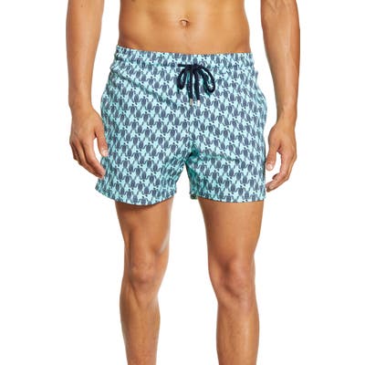 Vilebrequin Moorise Armor Turtles Swim Trunks, Blue