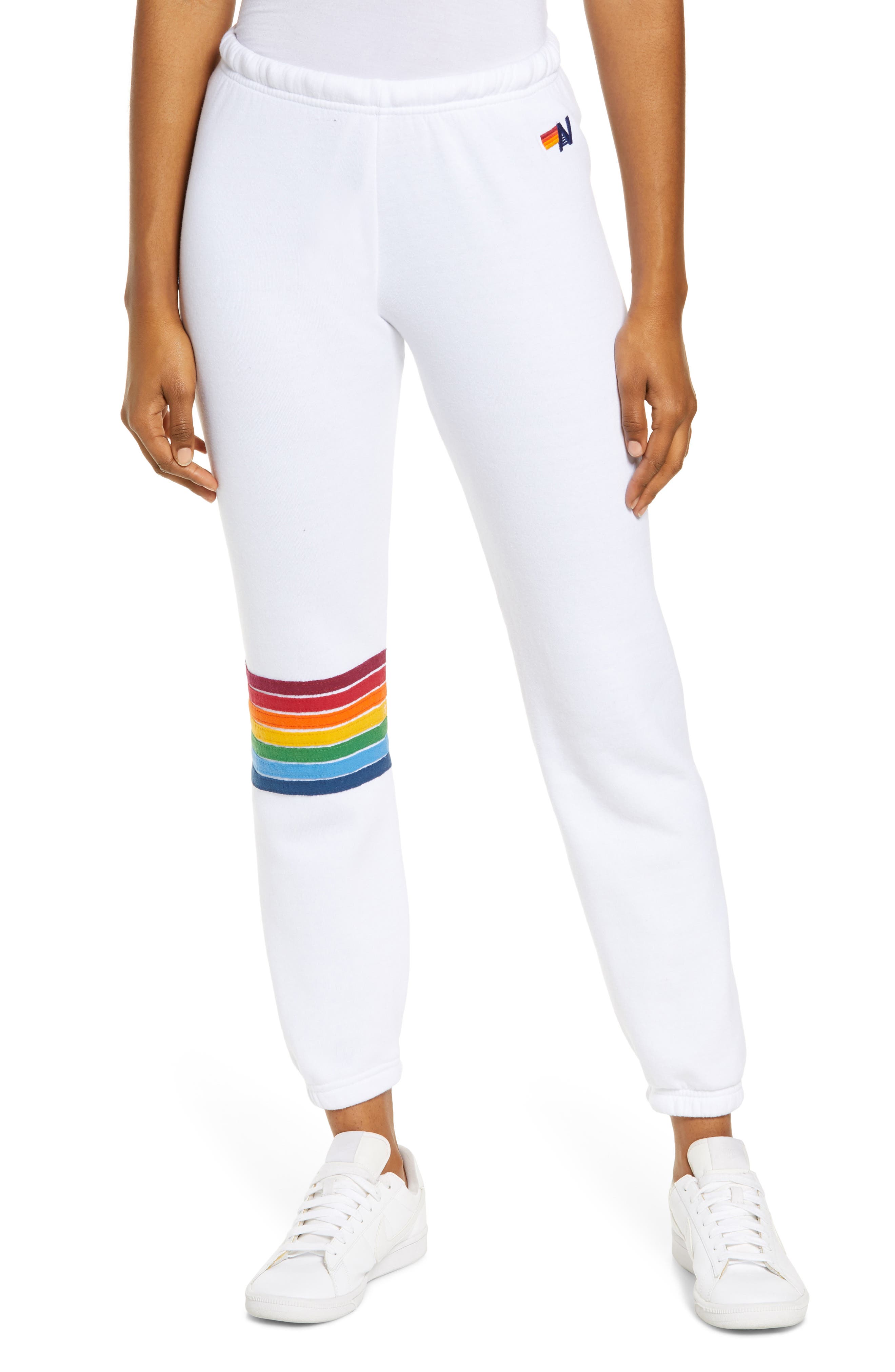 aviator nation rainbow stitch sweatpants