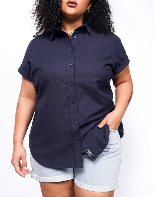 Shop Wildfang The Essential Button Up In Oxford Fleck Navy