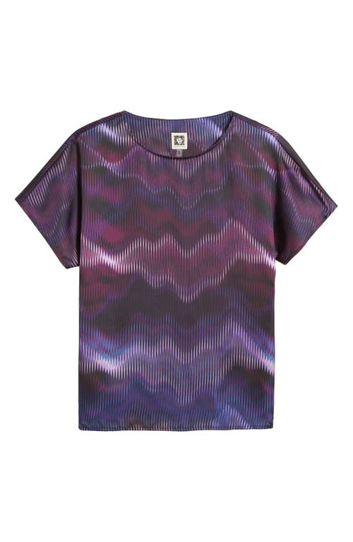 Shop Anne Klein Abstract Print Short Sleeve Top In Deep Plum Multi