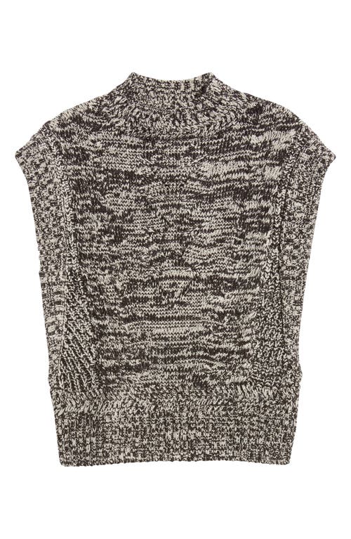 Wit & Wisdom Cable Stitch Mock Neck Sweater Vest In Black/stone Multi