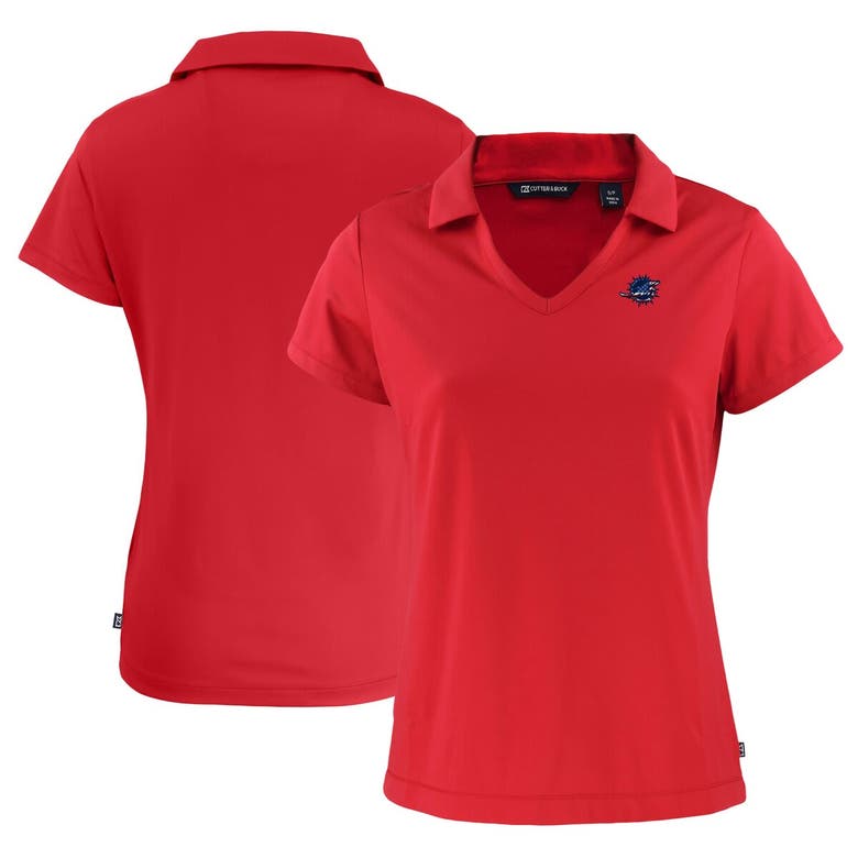 Cutter & Buck Red Miami Dolphins  Daybreak Eco Recycled V-neck Polo