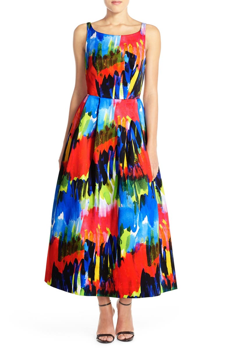 Milly Print Cotton Blend Fit & Flare Midi Dress | Nordstrom