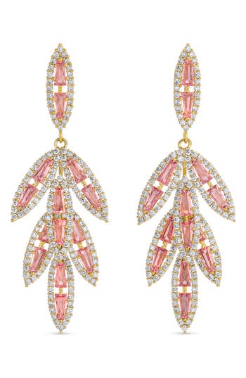 Eye Candy Los Angeles Mavis Cubic Zirconia Drop Earrings In Pink