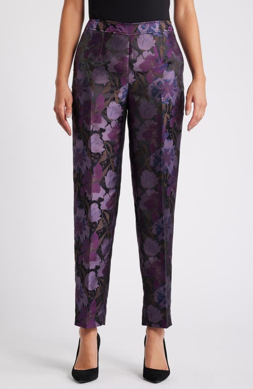 Shop Anne Klein Side Zip Straight Leg Ankle Pants In Royal Purple Multi