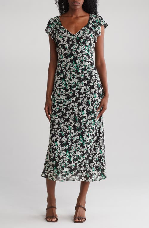 Shop Wishlist Floral Print V-neck Maxi Dress In Black/green