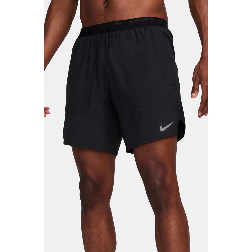 Nike Men's Stride Dri-fit 5" 2-in-1 Running Shorts In Black/black/silver