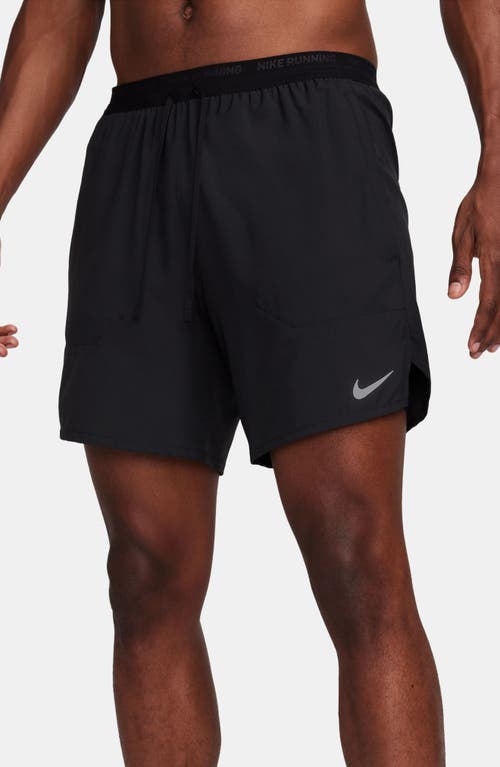 Shop Nike Dri-fit Stride 2-in-1 Running Shorts In Black/black/silver