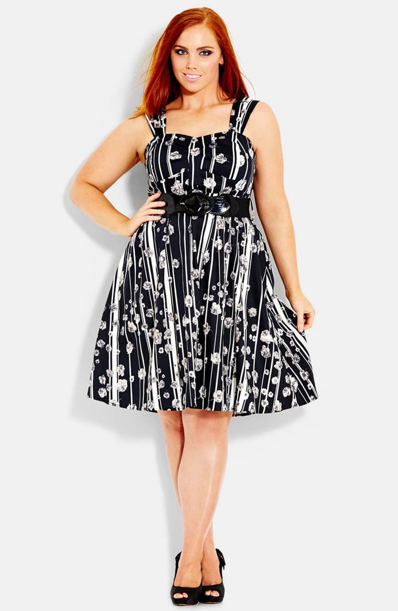 City Chic 'Floral Lines' Fit & Flare Dress (Plus Size) | Nordstrom