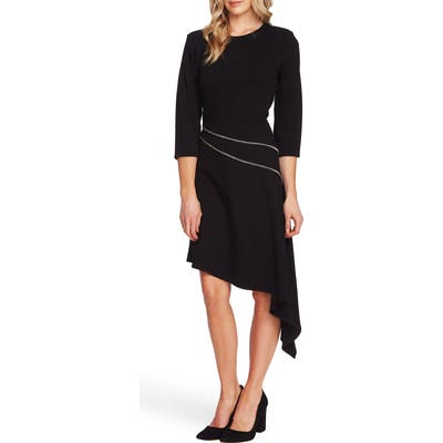 Vince Camuto Asymmetrical Ponte Dress, Black
