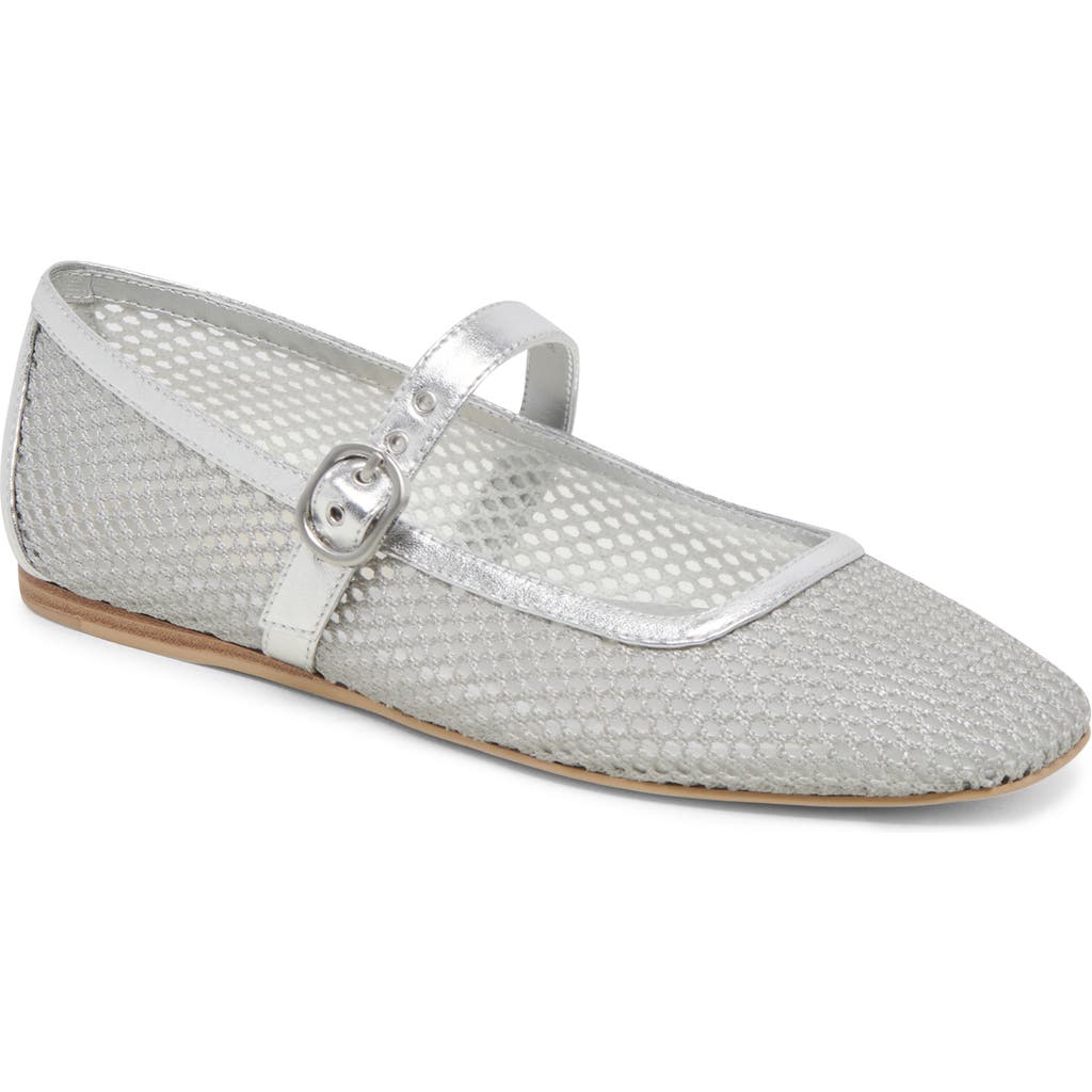 Dolce Vita Rodni Mary Jane Flat In Silver Woven Mesh