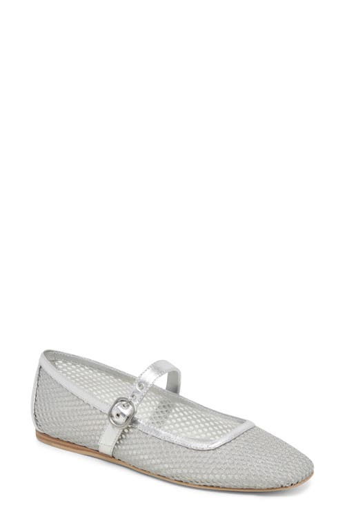 Rodni Mary Jane Flat in Silver Woven Mesh