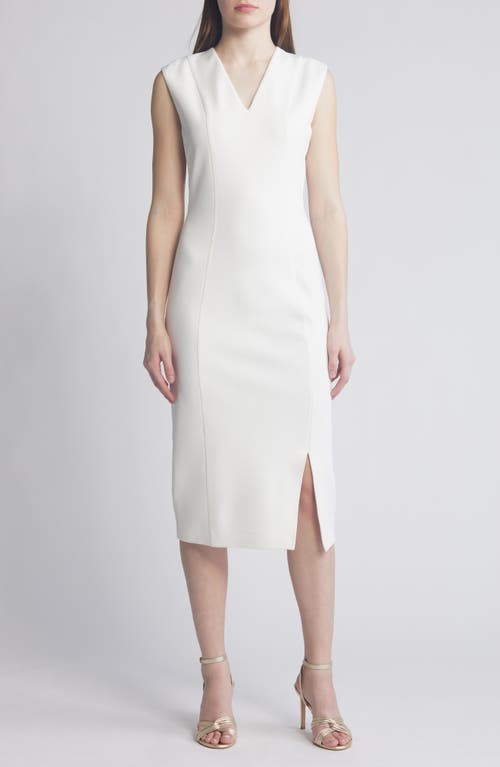 Shop Hugo Boss Boss Dukeva Midi Sheath Dress In Soft Cream