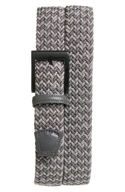 Braided Chevron Stretch Belt in Grey Multi