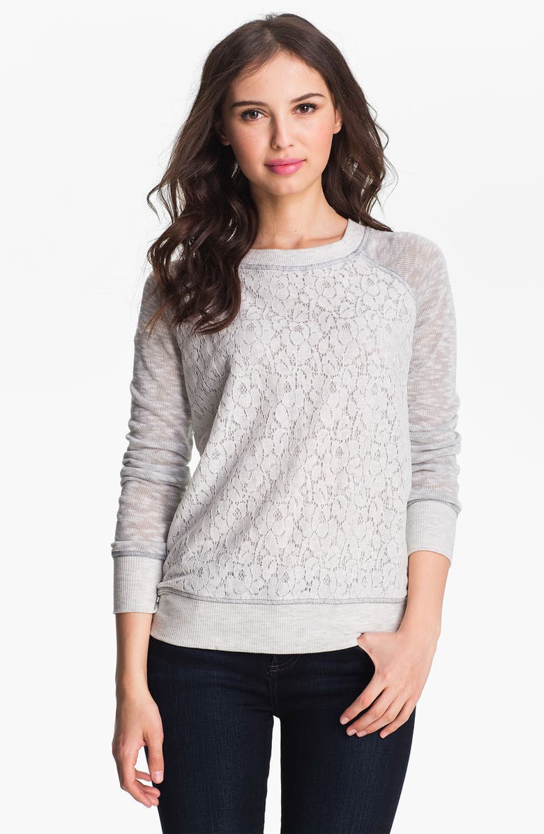 Olivia Moon Lace Front Sweatshirt | Nordstrom