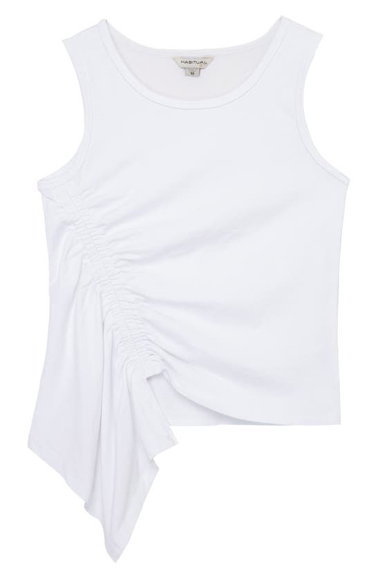 Habitual Kids' Asymmetric Ruched Stretch Cotton Tank In White