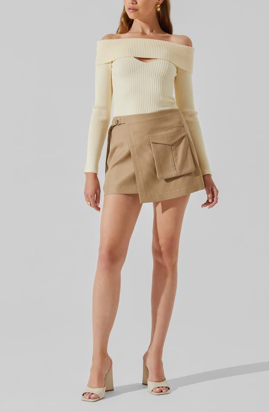 Shop Astr The Label Brylee Wrap Cargo Miniskirt In Taupe