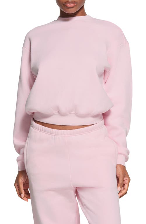 Cotton Blend Fleece Crewneck Sweatshirt in Cherry Blossom