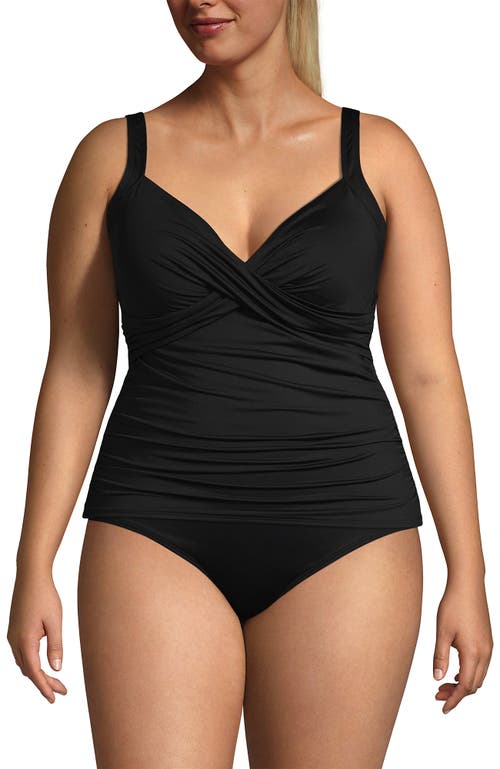 LANDS' END LANDS' END PLUS SIZE V-NECK WRAP UNDERWIRE TANKINI SWIMSUIT TOP 