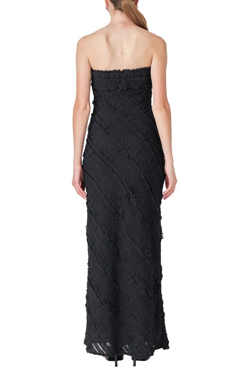 Shop Endless Rose Ruffle Strapless Maxi Dress In Black