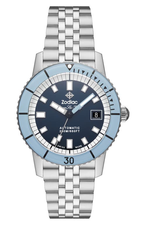 Zodiac Compression Diver Automatic Stainless Steel Watch, 40mm In Silver
