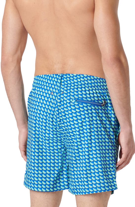 Shop Bugatchi Print Swim Trunks In Menthol