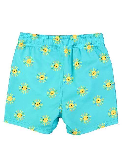 Shop Ruggedbutts Baby Boys Upf50+ Swim Trunks In Blue Sunshiny Day