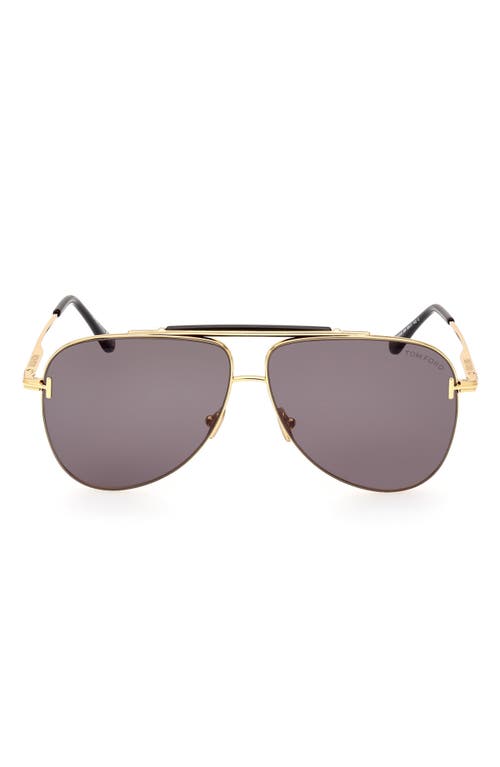 TOM FORD Brady 60mm Pilot Sunglasses in Shiny Deep Gold /Smoke at Nordstrom