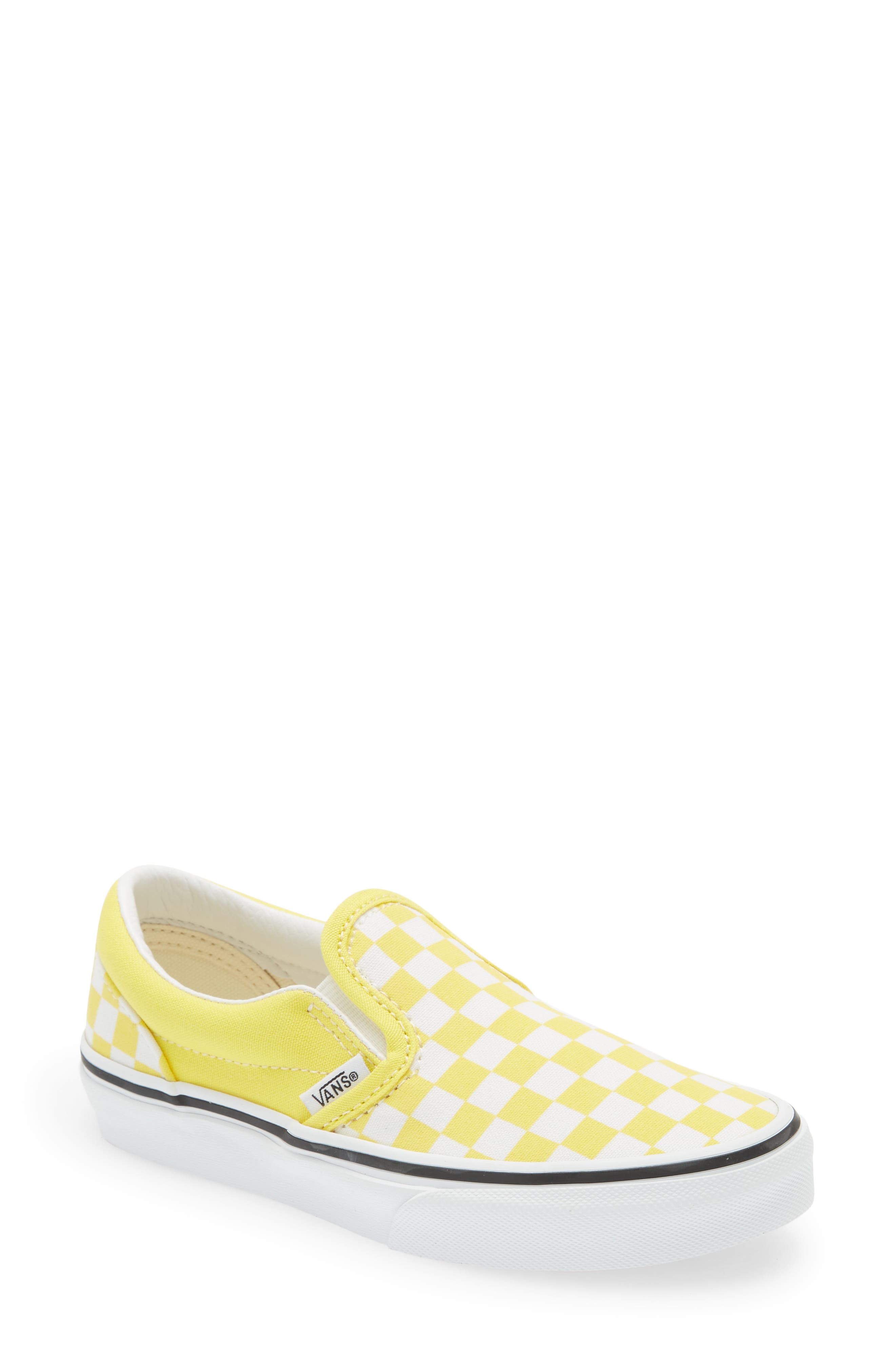 Vans Classic Slip-On Shoe in Checkerboard Yellow/True Whit