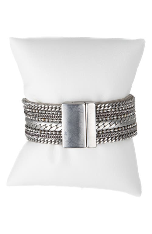 Saachi Leather Chain Bracelet In Silver