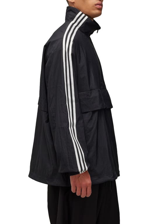 Shop Y-3 3-stripe Recycled Polyamide Anorak In Black