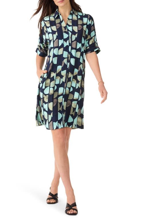 Shop Nic + Zoe Nic+zoe Devon Circle Sequence Shirtdress In Aqua Multi