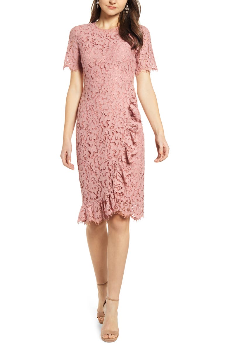 Rachel Parcell Ruffle Front Lace Sheath Dress (Nordstrom Exclusive ...