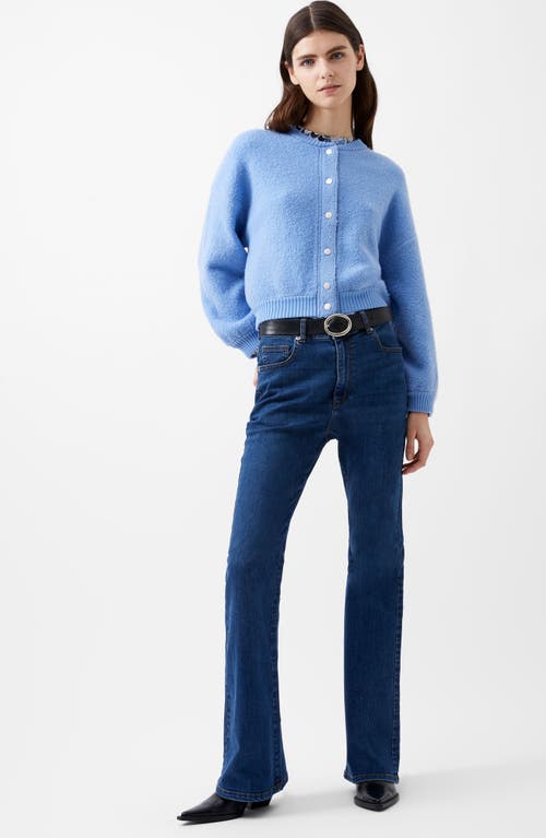 Shop French Connection Melissa Knit Bomber Jacket In Dusted Blue