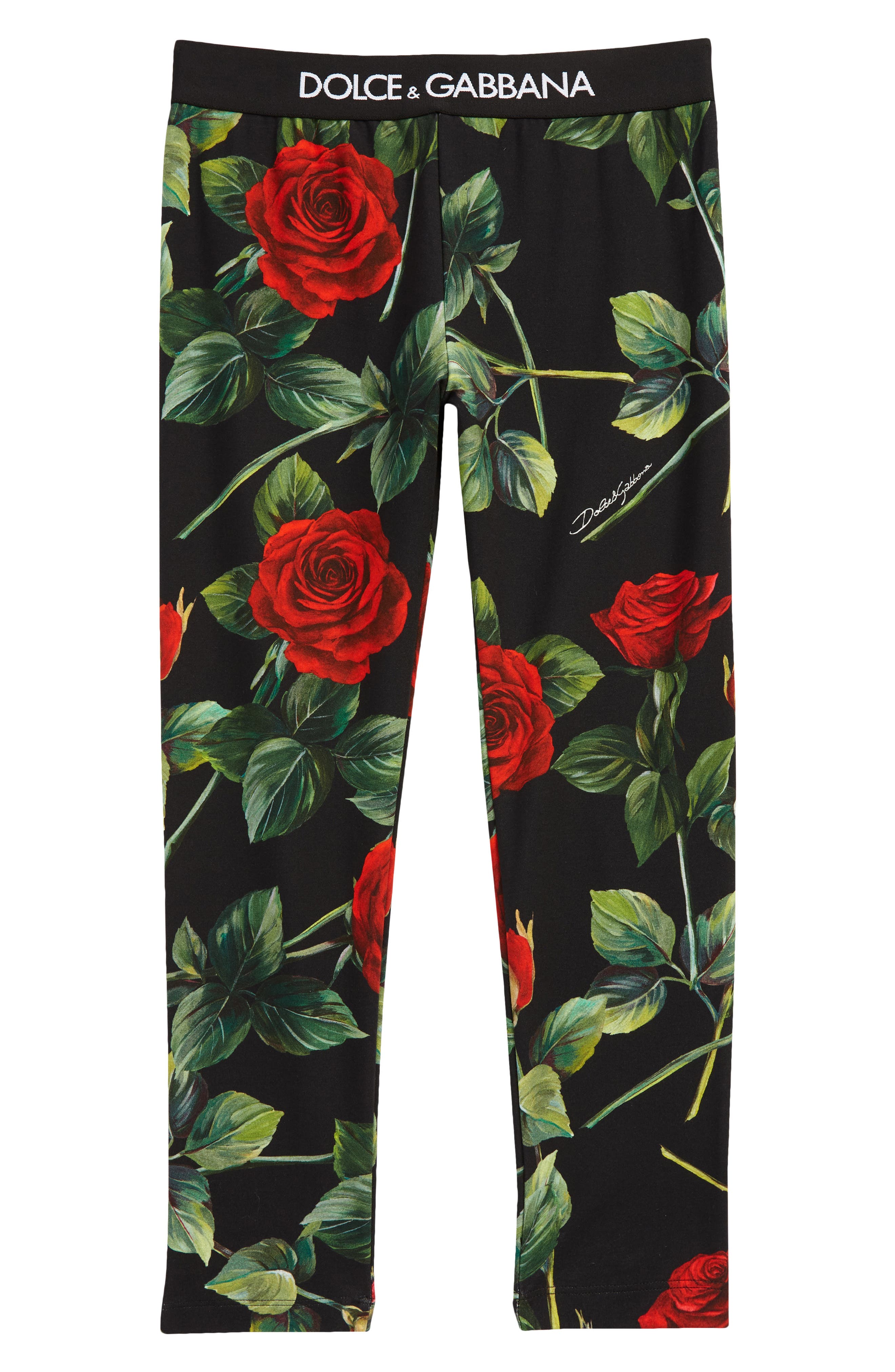 Dolce & Gabbana Kids' Logo Band Rose Print Leggings at Nordstrom, Size 8 Us