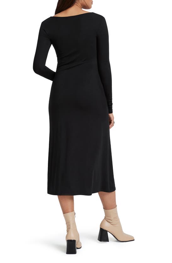 Shop Marcella Hamptons Long Sleeve Jersey Midi Dress In Black