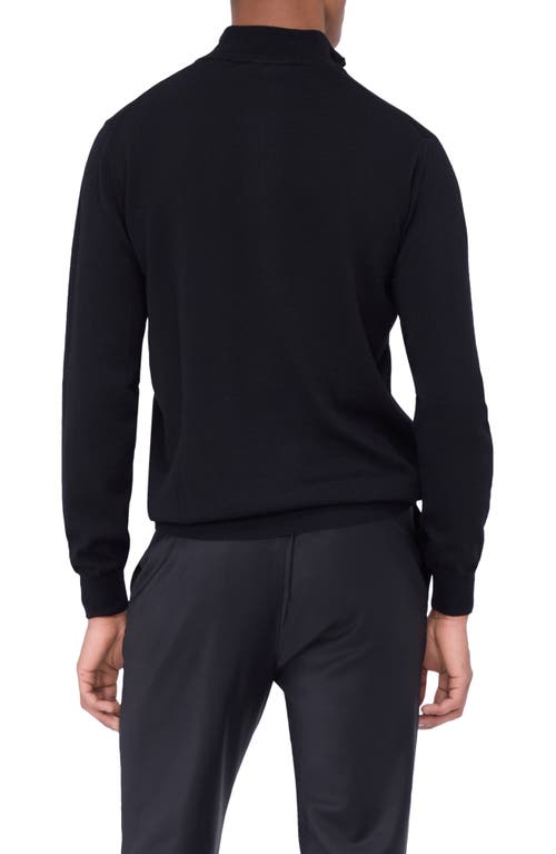 Bugatchi Water Repellent Merino Wool Quarter-zip Pullover In Black