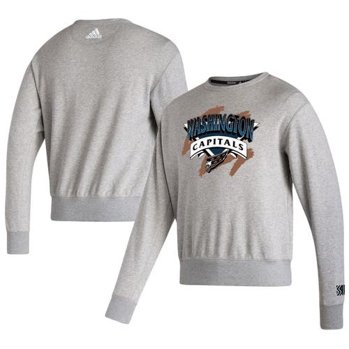 Men's adidas Gray Washington Capitals Reverse Retro 2.0 Vintage Pullover Sweatshirt