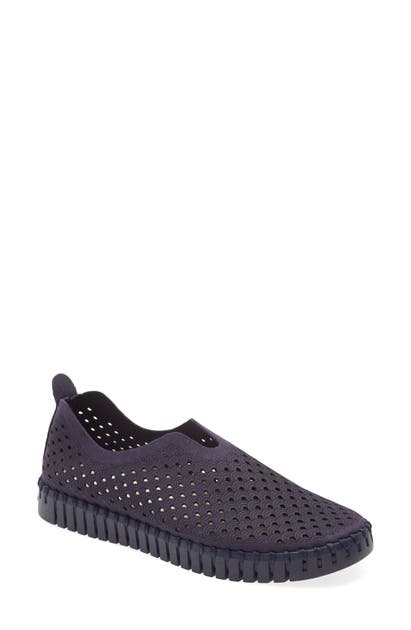 Ilse Jacobsen Tulip 139 Perforated Slip-on Sneaker In All Navy Fabric