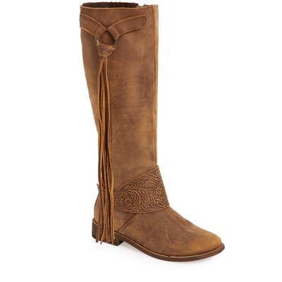 Very Volatile Cobblestone Fringe Riding Boot, Brown