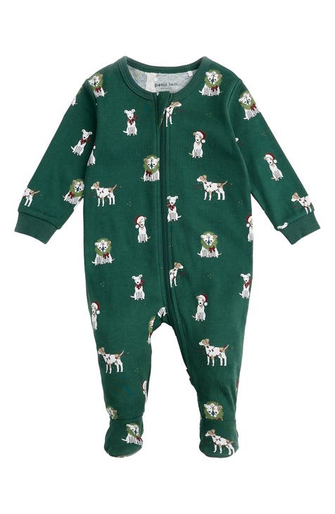 Jack Frost Dog Print Organic Cotton Footie (Baby)