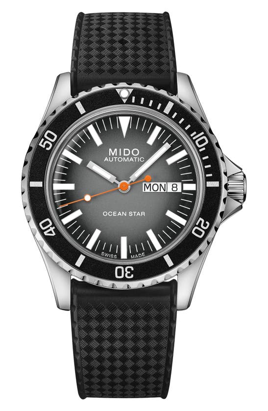 Shop Mido Ocean Star Tribute Gradient Rubber Strap Watch, 40.5mm In Grey Gradient